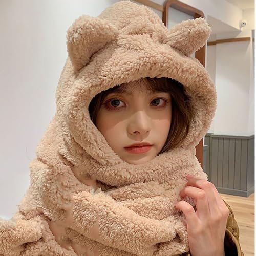 Furry Scarf Hat Gloves Set for Women Outdoor Sports Furry Soft Hat Thickened Headgear Hat for Winter Sports4