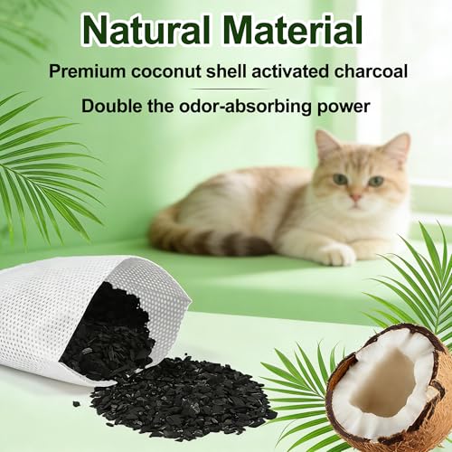 Image of NewKe 12Pcs Activated Carbon Odor Remover Refills for Hooded Cat Litter Box | Activated Charcoal Filters Replacement, Odor Eliminator for Automatic Litter Box, Filters for Pet Odor, Keep Home Fresh