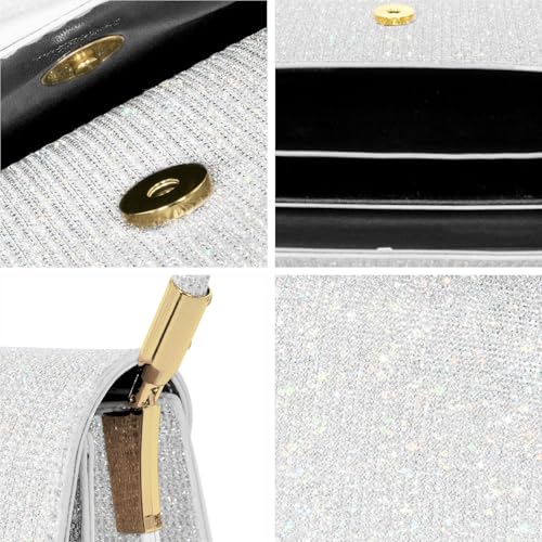 Image of Evening Bag Formal Clutch Purses for Women Lady Girl Glitter Handbags Asymmetrical Flap Shouder Bag for Wedding Party