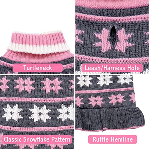 Kyeese Dog Sweaters For Small Dogs With Leash Hole Turtleneck Dog Sweater Dress Knit Pullover Warm Cat Sweater #TOP28