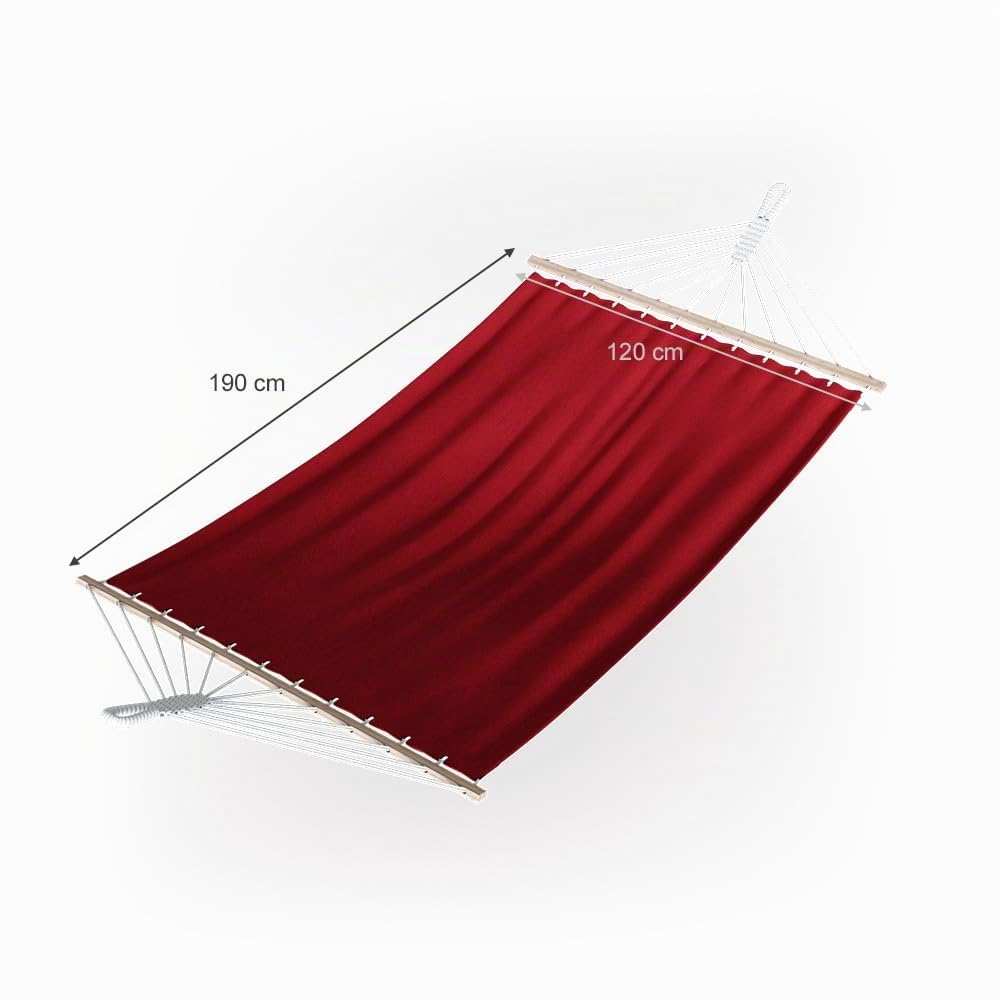 OK-Living Hamac, Rouge, 190x120cm | adapté à une utilisation intérieure et extérieure, compatible avec des supports