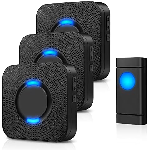 Wireless Doorbell, Outdoor Waterproof Wireless Front Doorbell, 3 Receivers & 1 Transmitter LED Display, 300 m Range, 5 Volume Levels, 58 Melodies Cover