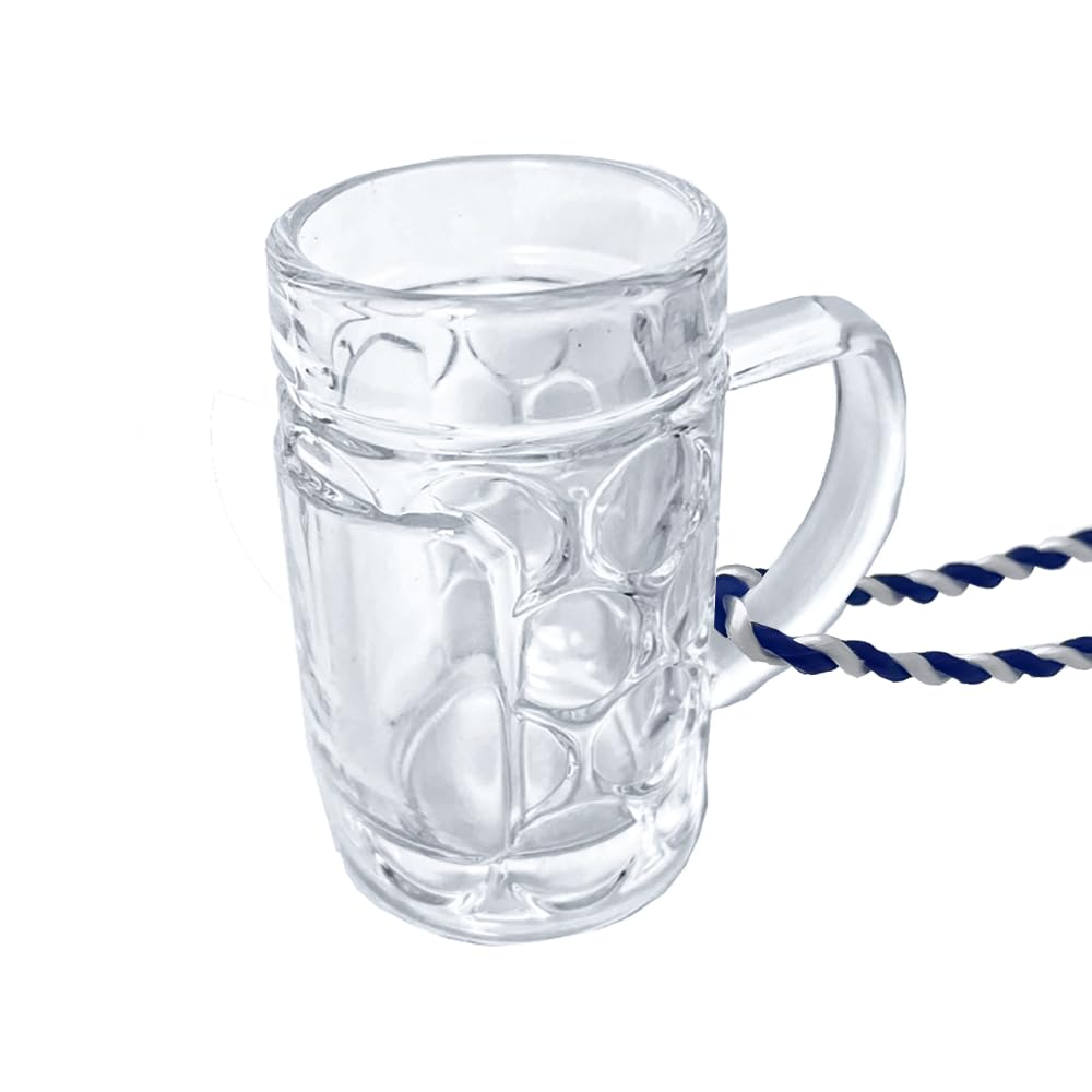 6x Mini Bierkrug, Massglaß, Seidel, Oktoberfest, Bayern Schnapsglas 4cl (6x blau/weiss)