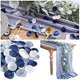 Aivanart Blue Wedding Decoration Supplies Set(Pack of 2) - 400Pcs Silk Rose Petals and 10Ft Chiffon