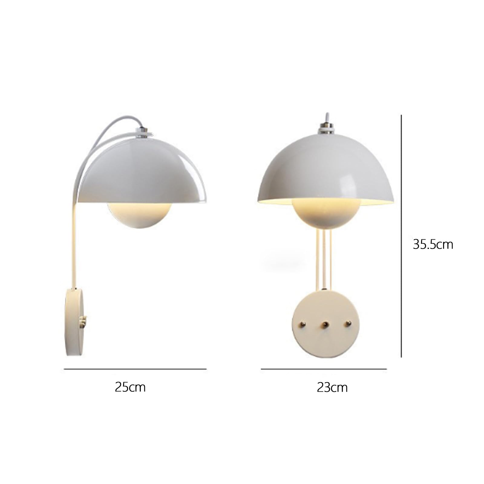LED Wandleuchte 3000K/4000K/6000K Dimmbar Wandlampe mit Schalter Stecker Lesen Wandbeleuchtung Innen Modern Kreativ Design Eisen für Schlafzimmer Wohnzimmer Flur (Grau)