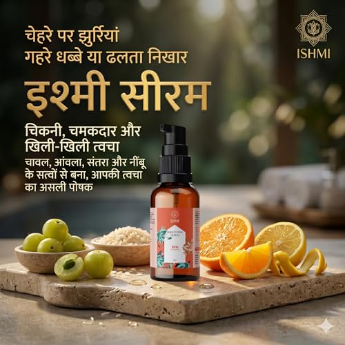 Image of Ishmi Organic Vitamin C Face Serum 30ml | Brightening & Moisturizing | Anti-Tanning & Anti-Aging | Skin Toner & Hydrating Serum for Men & Women