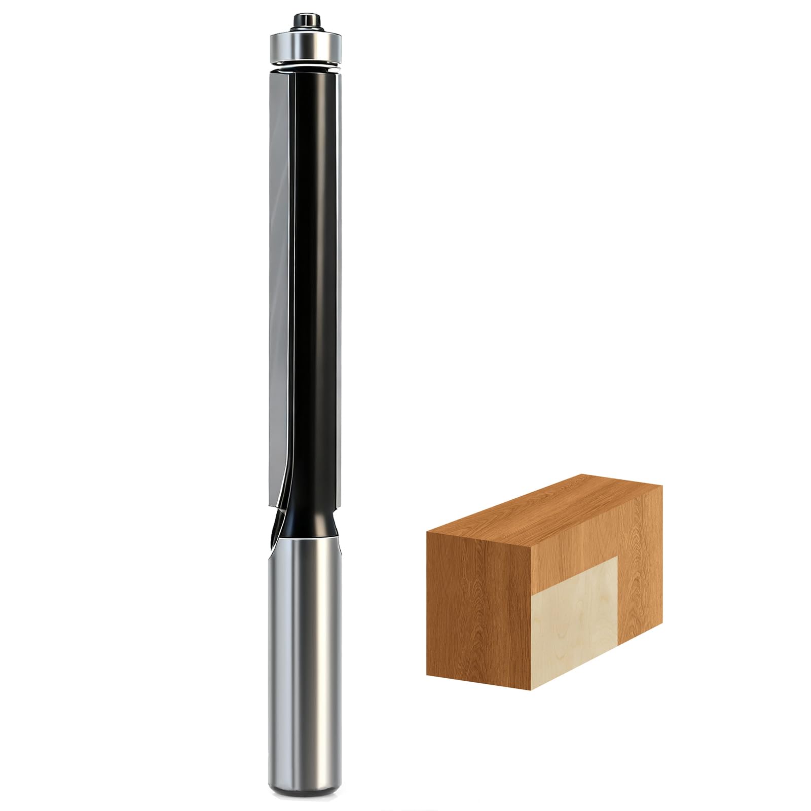 SICWOOD Extra Long Flush Trim Router Bit 1/2 Shank, 3-Inch Height X 1/2-Inch Diameter, Carbide Tipped, Top Bearing Template Flush Cut Trim Router Bit,
