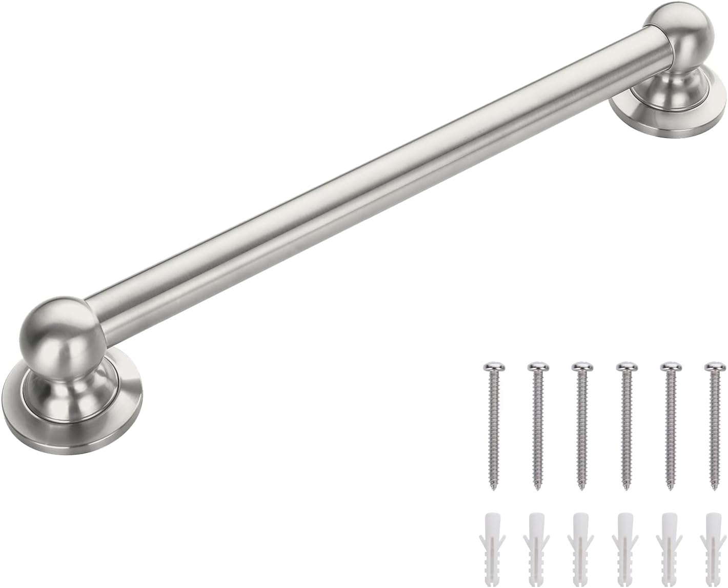 Anti Slip Shower Grab Bar, Safety Bathroom Assist Handle, ADA Compliant Handrail, Heavy Duty Handicap Grab Bars for Elderly, Injured, Senior, Children (Brushed Nickel, 18 Inches)