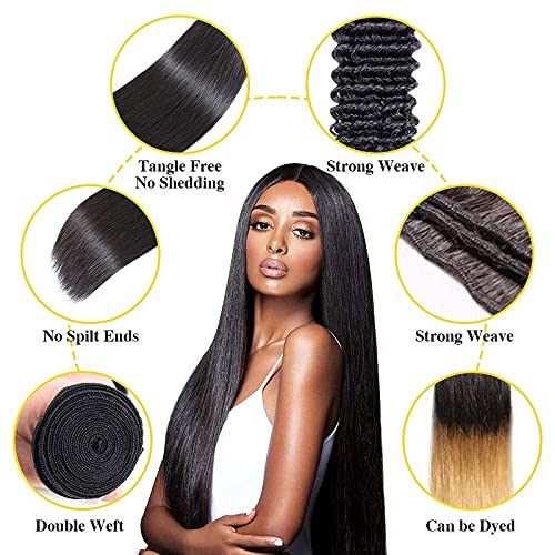 Diritta Indiano Capelli Umani 4 Bundles 10A