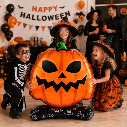 Image of AMFIN Halloween Pumpkin Jack O Lantern Foil Balloon Decoration