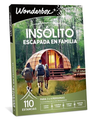 WONDERBOX - Caja Regalo - INSÓLITO - Escapada en Familia - 1 o 2 Noches para 3 o 4 Personas Entre Casas Cuevas, cabañas, pods, yurtas, tipis, Barcos