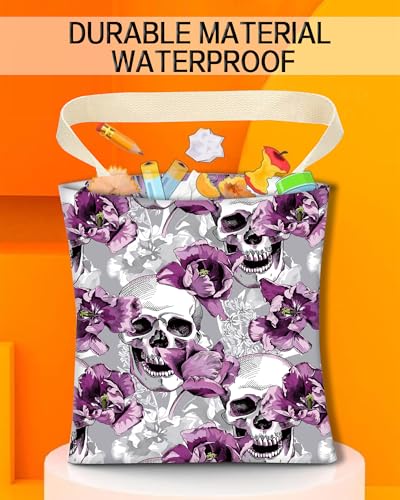 Image of Car Garbage Can, Hanging Car Trash Can for Back Seat Organizer, Cool Skull Flowers