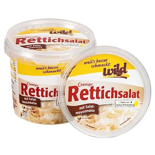 Wild - Cremiger Rettichsalat mit Salatmayonnaise, 400 g Becher, passt ausgezeichnet zu Gegrilltem, Gebratenem, Schnitzel oder als Beilage am Buffet