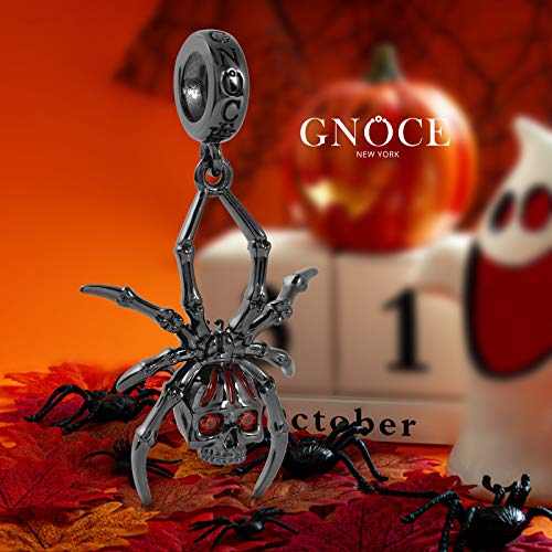 Image of GNOCE Skull Charm Bead Silver Pendant Dangle Charms fit Bracelet /Necklace Jewelry Gift for Women Men