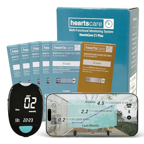HeartsCare C1 Plus Ketone Test Kit with Ketone (50 count)
