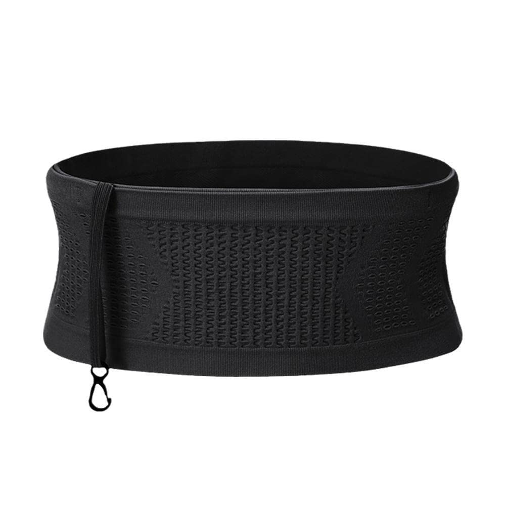 Sac Banane Invisible Pour Sport - Nylon élastique - 4 Poches - Sans Fermeture - Taille L - Noir