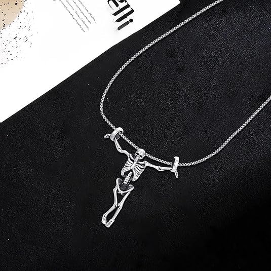 Ghost Pumpkin/Cat/Skeleton Necklace 925 Sterling Silver Spooky Pendant Necklace Halloween Ghost Jewelry for Women Men2