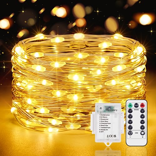 LED Lichterkette mit Batterie und Timer 1 Stück 10M 100LED Micro LED Lichterkette Innen Batterie Betrieben 8 Programm für Party Garten Weihnachten Hochzeit Weihnachtsbaum