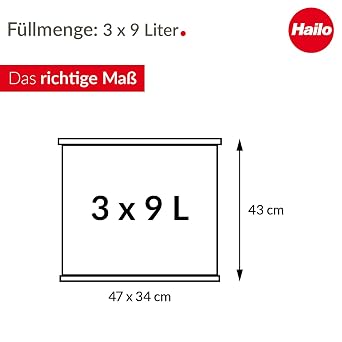 Hailo OKO Trio Plus 0633-260 Pedal Waste Separator itchen Trash Can, Black