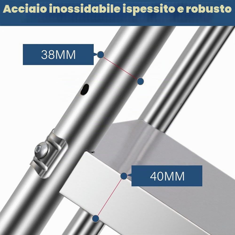 Tavolo da Lavoro in Acciaio Inox, Tavolo da Cucina Professionale, Piano di Lavoro in Metallo, Tavolo per Preparazione per Alimenti/Carne per Cucina,Industria, Ristorazione,120x40x80cm