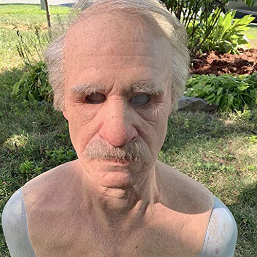 Halloween Horror Mask Demon Face Cover Scary Head Face Creepy Party Grimace Ghost Mask Old People Mask Role Play Props (Old Men 2, One-Size)