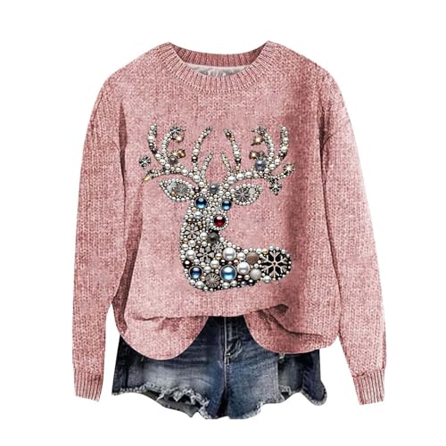 Qixiu weihnachtsbluse,Weihnachtspullover blinkend,weihnachtspulli...