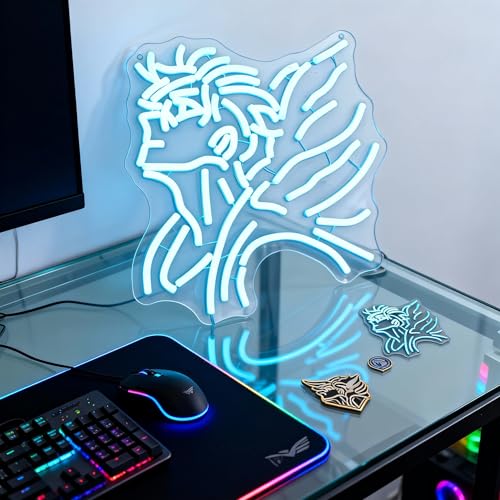 Image of Monarch's Sigil Neon Sign, Ice Blue, 13x13 Inch | Leveling Inspired, LED Wall Art, Anime Room Decor for Gaming, USB Dimmable, Collector's Edition