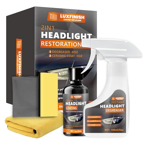 LUXFINISH Headlight Restoration Kit - Instantly Restores Yellowed & Cloudy...