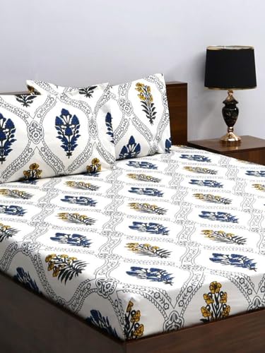 Image of Bombay Dyeing Mimosa 164 TC Microfiber White Double Size Bedsheet with 2 Pillow Covers