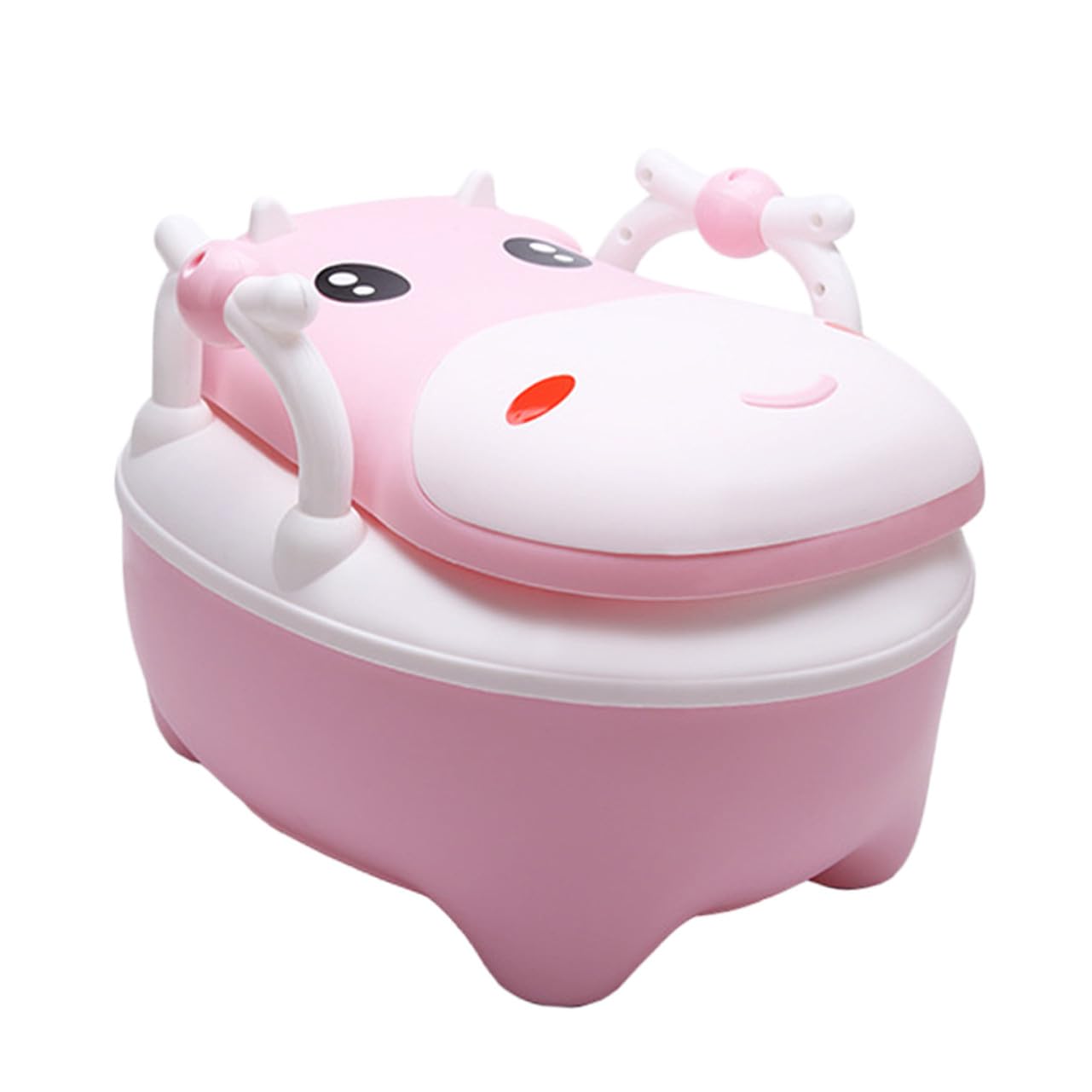 Portable Potty with PU Mat and Brush PP Training Toilet for Cartoon Design Potty Seat for Travel and Independent Use Pink