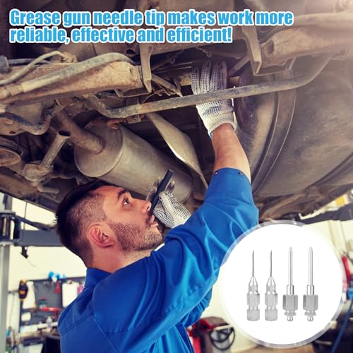 Image of Gosknor 4pcs Grease Gun Needle Nozzle Kit, 2 Grease Gun Needle Dispensers & 2 Grease Needles Iron Grease Gun Nozzle Adapter Set Needle Tip Fitting Tool Accessories for 1 /8 Inch NPT Threads