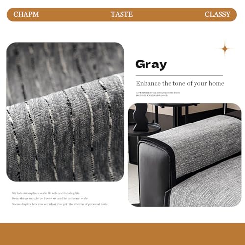 Funda de sofá lavable que no se mueve con tejido de chenilla gris antideslizante 3