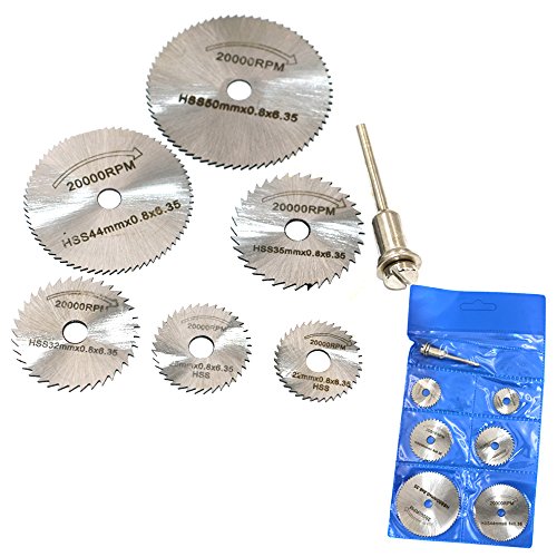 QST New Portable 6pcs HSS Rotary Tool Circular Saw Blades Cutting Discs Mandrel For Dremel Cutoff With Connecting Rod