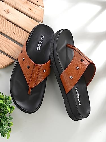 Image of San Frissco Men's Sandal with Cushioned Footbed /Ultra Soft Lightweight Durable Chappal with Bounce Back Upper Material /Festive Ethnic Wedding Slip on Slippers for Men