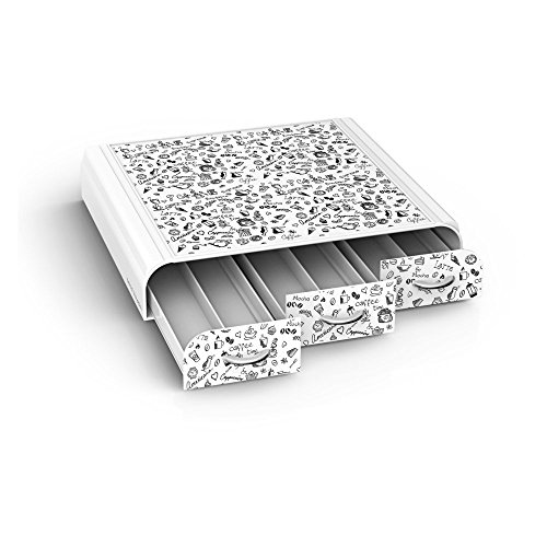 Mind Reader 'Anchor' Triple Drawer Single Serve Coffee Pod Holder, White Print