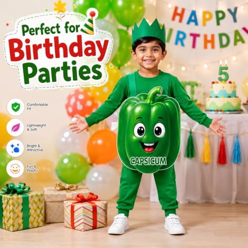 Image of Raj Costume Kids Fruit & Vegetable Fancy Dress Costume | Soft Felt Fruit and Vegetable Cutout Costume for Boys & Girls | School Annual Function