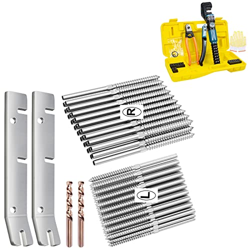 BLIKA 60 Pack T316 Stainless Steel Right&Left Handed Thread Swage Lag Screws and Cable Railing Crimping Tool