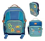 Puket - Kit Color Block Menino: Mochila com rodinha 360 + Lancheira Térmica + Estojo Box Color Block Puket