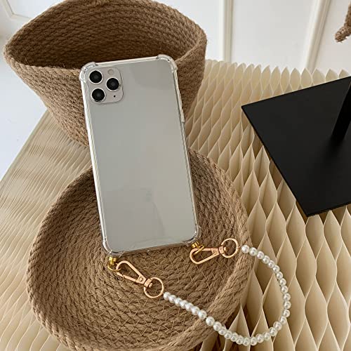 Coque iPhone 7 transparente avec bracelet perle et chaîne amovible BSAPP