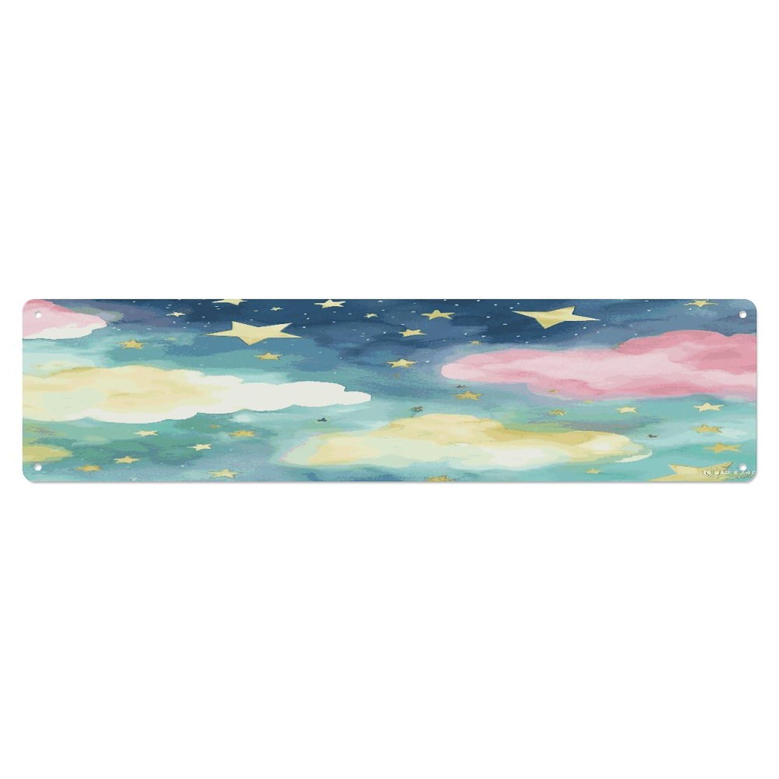 Adfgyerh Style Stars Watercolor Sky Wall Decor Aluminum Waterproof. Plaque, Practical Gift,Sign 15.7X3.9 Inch Poster,For Home, Office, Business, Garage– Indoor/Outdoor