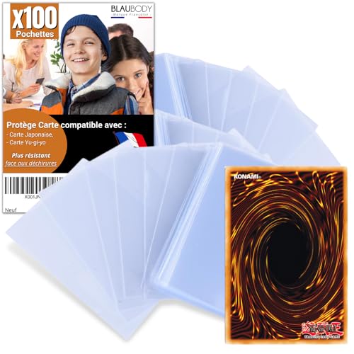 Sleeves Yu gi oh 86 * 59mm Lot de 100 Protege Carte Yu Gi Oh/Dragon Ball/Kpop/Carte à Collectionner/Carte de visite - Pochettes Blister Transparent Pour...
