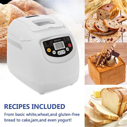 Bonnlo 19 In 1 Large Bread Machine with Gluten Free Setting,2LB Stainless Steel Programmable Bread Maker Machine with Non-Stick Pot,Automatic Keep Warm,3 Crust Color 3 Loaf Sizes,Recipe Booklet