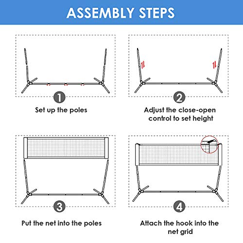 femor Portable Badminton Volleyball Tennis Net - 10/14/17 ft Net for Soccer Tennis, Pickleball, Kids Volleyball, Beach Ball - Sports Net with Poles & Carrying Bag for Indoor, Outdoor, Beach, Backyard