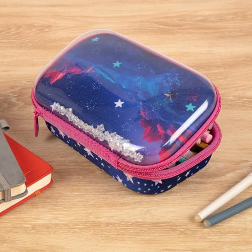 Trousse à crayons transparente ZIPIT à étoiles grande capacité pour filles