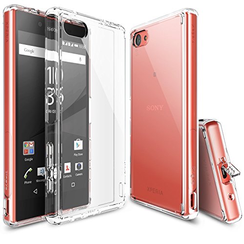 Ringke Fusion Compatible with Sony Xperia Z5 Compact Case Crystal Clear PC Back TPU Bumper Drop Protection, Shock Absorption Technology (Attached Dust Cap) - Clear