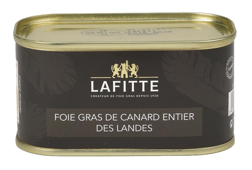 Maison Lafitte - FOIE GRAS du Sud Ouest (Géographique Protégée IGP LANDES) - Whole Duck Foie Gras - 4.58oz / 130gr tin