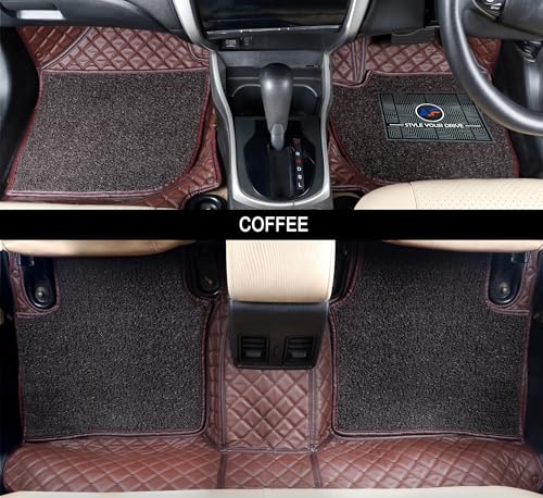Image of Autofurnish Luxury 7D Car Mat Full Set for Mahindra XUV700 (6 Seater) 2024 || Luxury Leather Dual-Stitch Full Set 7D Car Floor Mat || 100% Waterproof || Color : Coffee Coffee