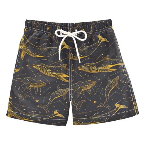 ALAZA Line Whale Star Boys Quick Dry Beach Board Shorts Kids Swim Trunks Bathing Suit Swimsuit 4T