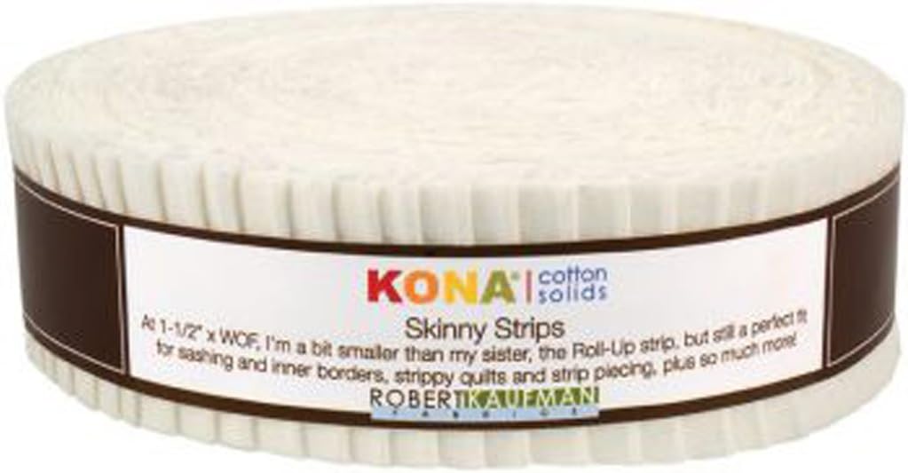Robert Kaufman Kona Cotton Snow Skinny Strips Roll 1.5" x 40 Pieces Quilting Fabric SS-100-40