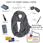 elzama Infinity Loop Solid Color Scarf With Hidden Zipper Pocket For Women - Lightweight Travel Neck Wrap - Image 2